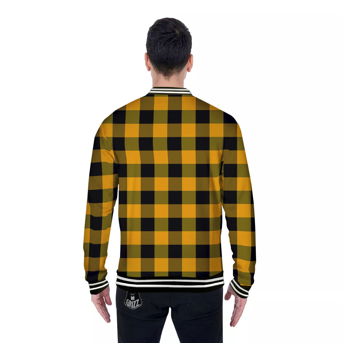 Buffalo Check Fire Yellow Print Pattern Baseball Jacket-grizzshop