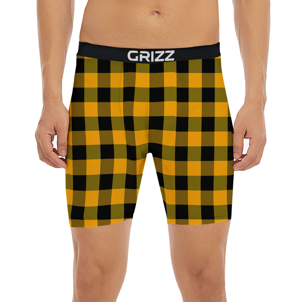 Buffalo Check Fire Yellow Print Pattern Boxer Briefs-grizzshop
