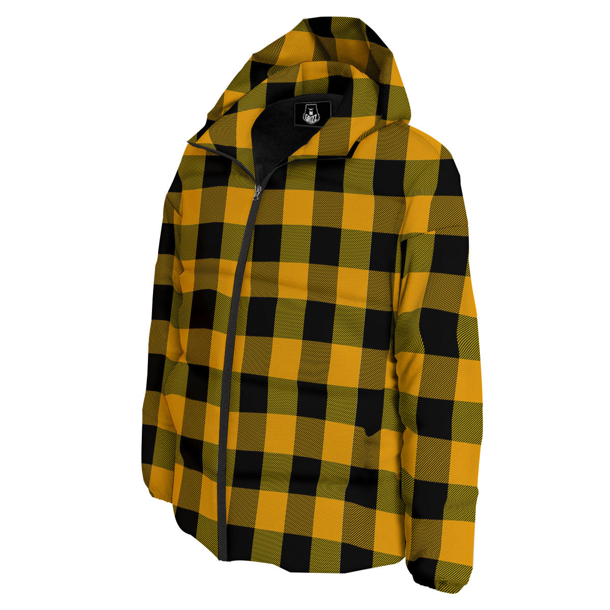Buffalo Check Fire Yellow Print Pattern Down Jacket-grizzshop