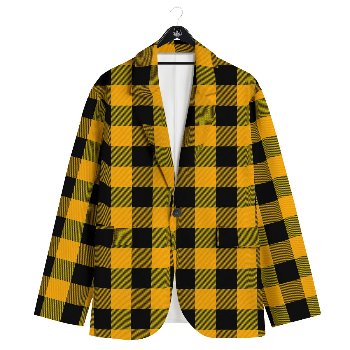 Buffalo Check Fire Yellow Print Pattern Men's Sport Coat-grizzshop