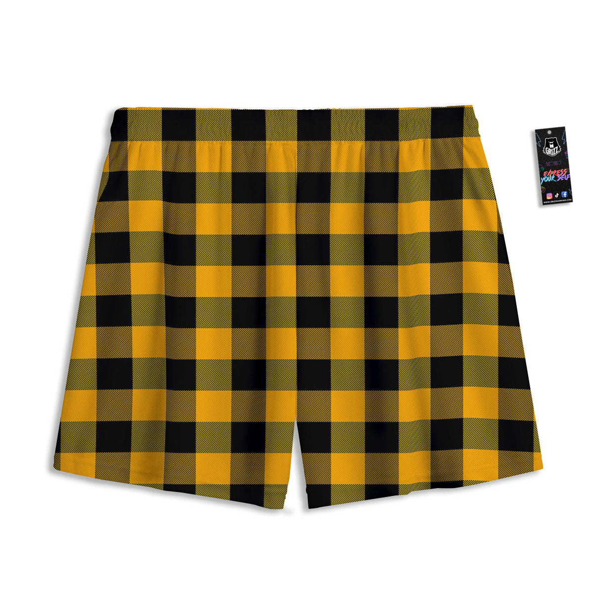 Buffalo Check Fire Yellow Print Pattern Mesh Shorts