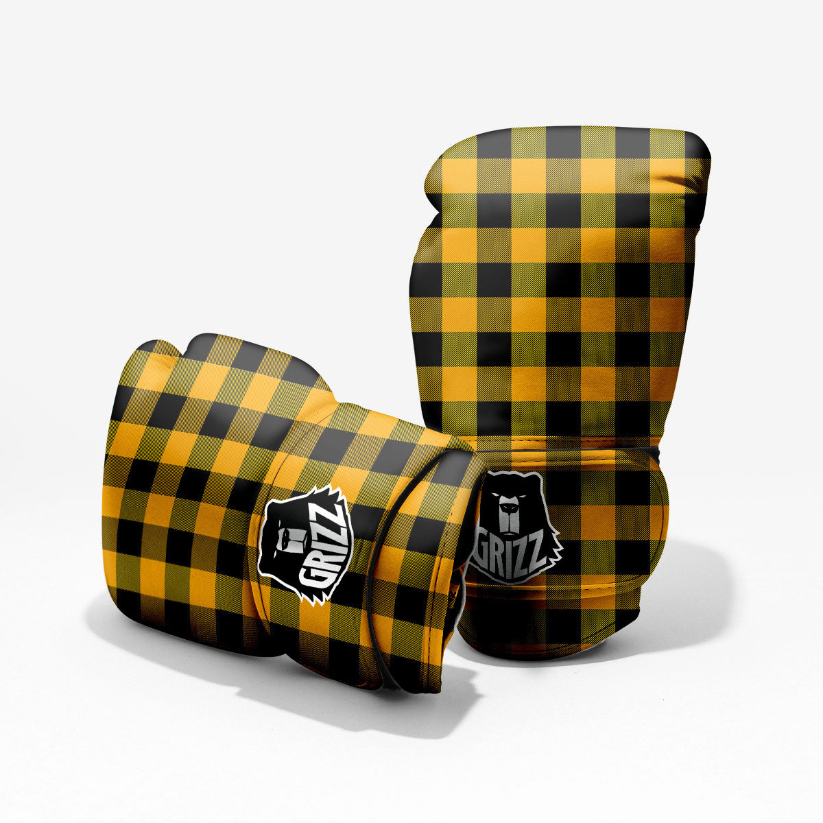 Buffalo Check Fire Yellow Print Pattern Pro Boxing Glove