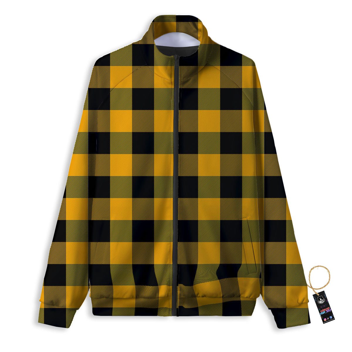 Buffalo Check Fire Yellow Print Pattern Track Jacket-grizzshop