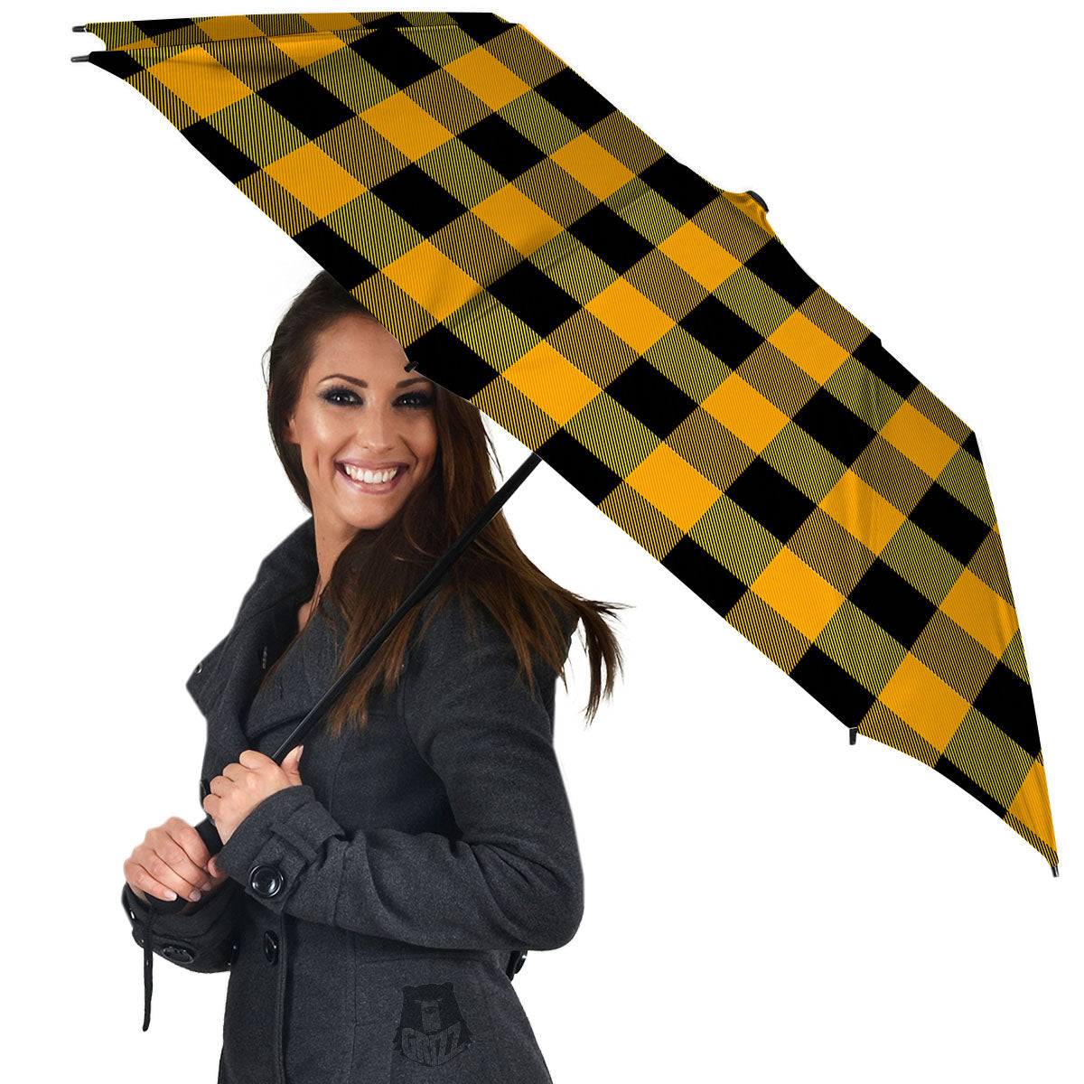 Buffalo Check Fire Yellow Print Pattern Umbrella-grizzshop