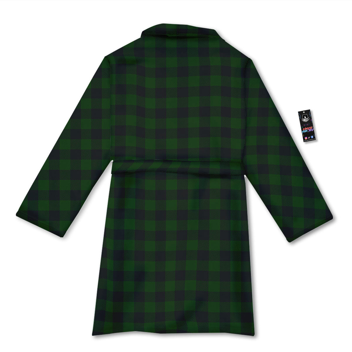 Buffalo Check Forest Green Print Pattern Bathrobe-grizzshop