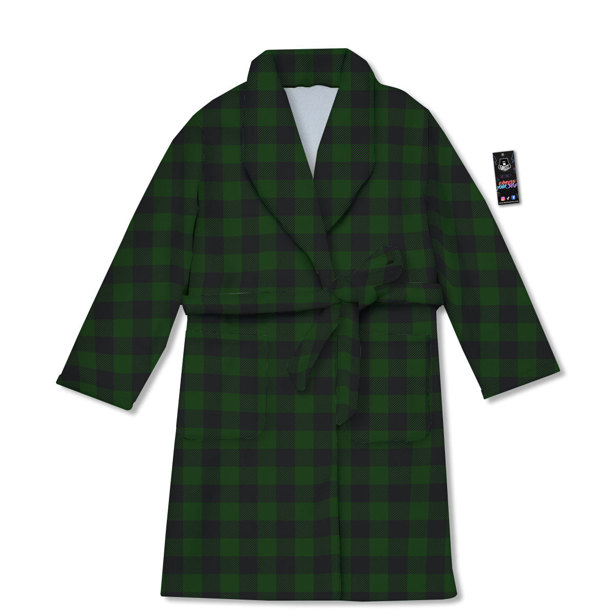 Buffalo Check Forest Green Print Pattern Bathrobe-grizzshop