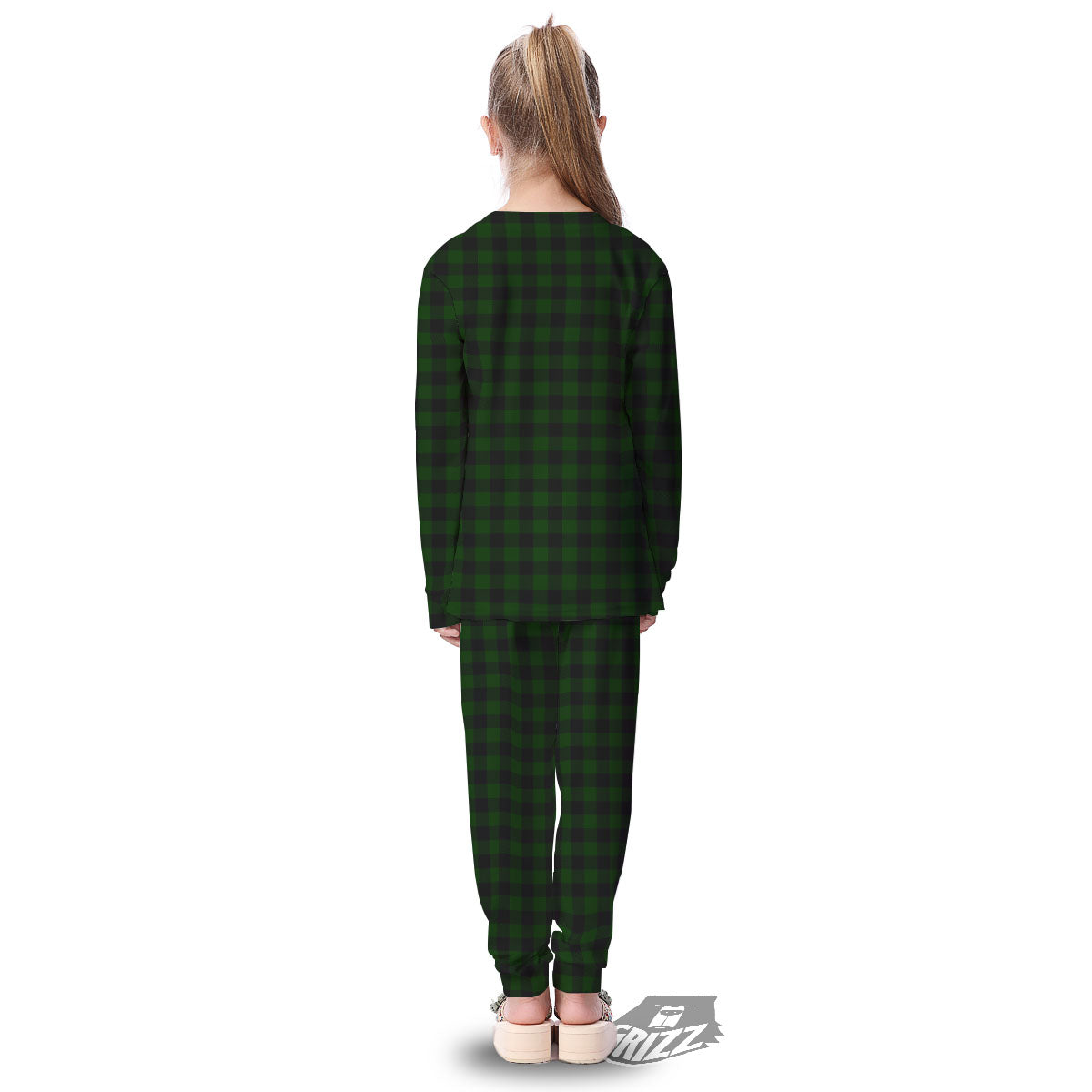 Buffalo Check Forest Green Print Pattern Kid's Pajamas-grizzshop