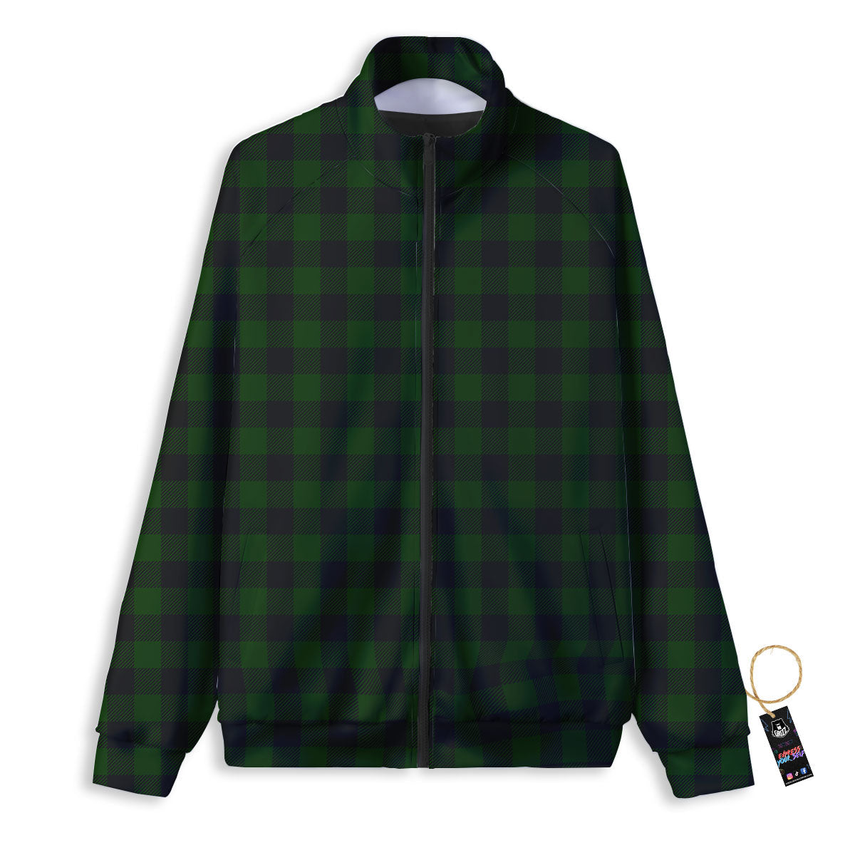 Buffalo Check Forest Green Print Pattern Track Jacket-grizzshop