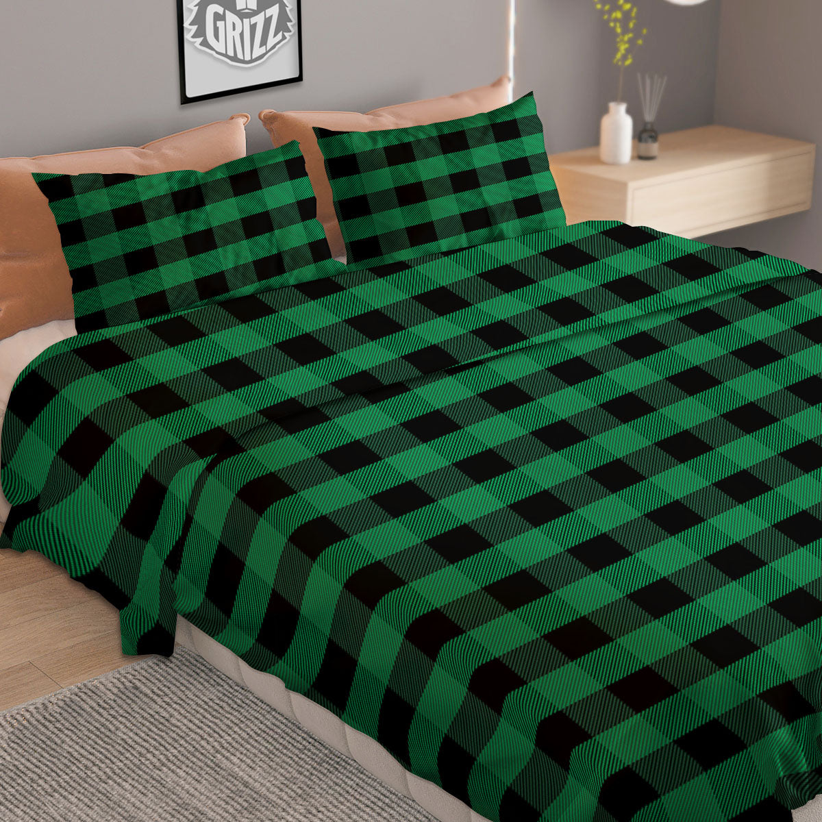 Blue Tartan And Black Yellow Print Pattern Duvet Cover Bedding Set