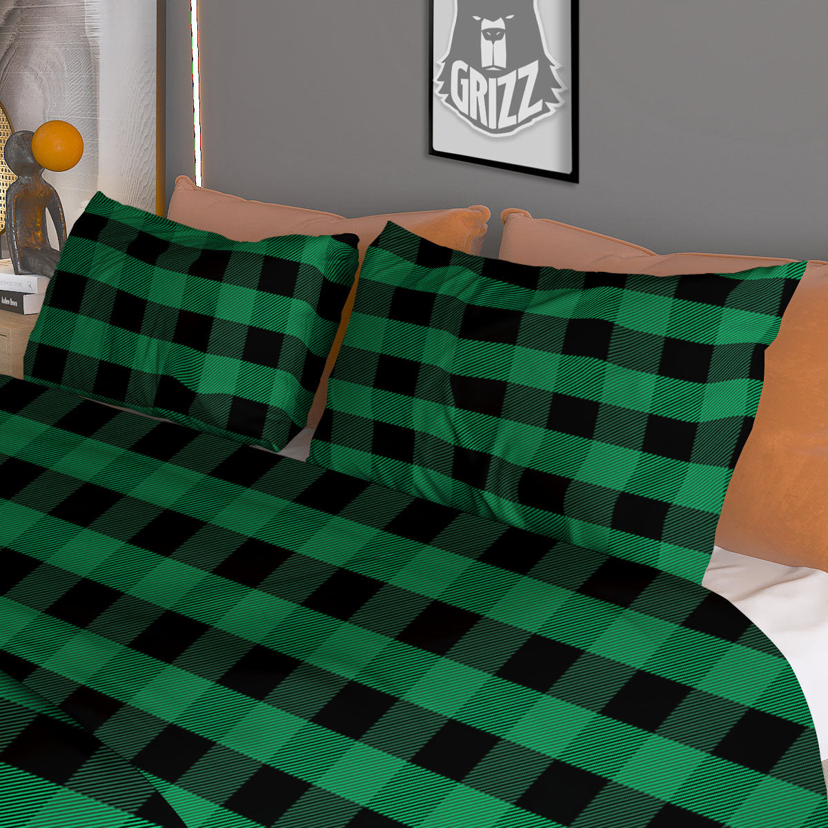 Blue Tartan And Black Yellow Print Pattern Duvet Cover Bedding Set
