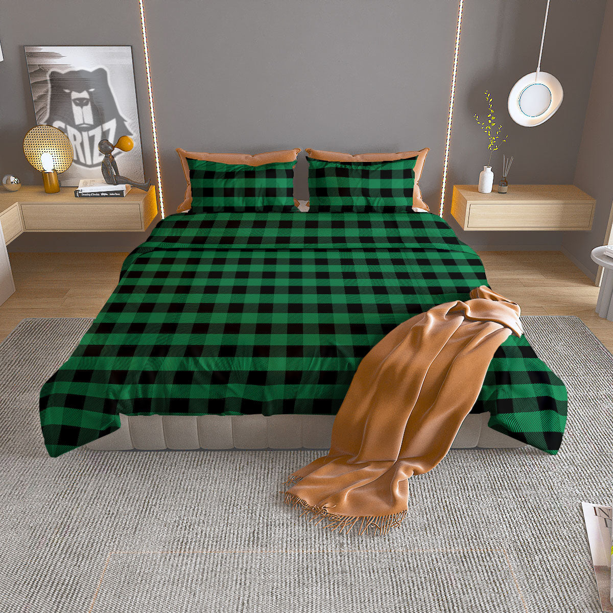 Blue Tartan And Black Yellow Print Pattern Duvet Cover Bedding Set