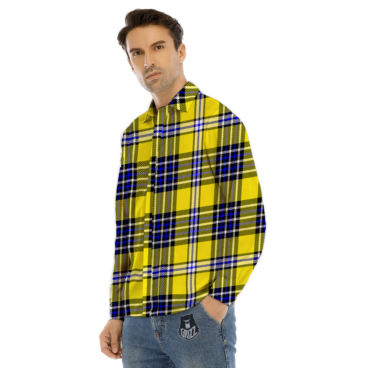 Buffalo Check Green Print Pattern Men's Dress Shirts-grizzshop