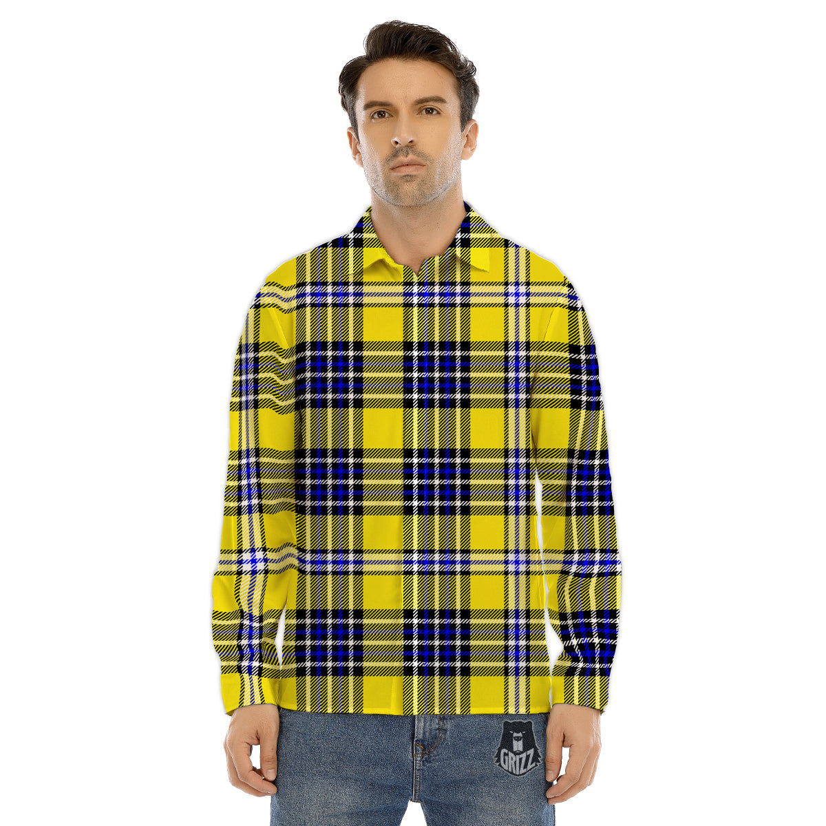 Buffalo Check Green Print Pattern Men's Dress Shirts-grizzshop