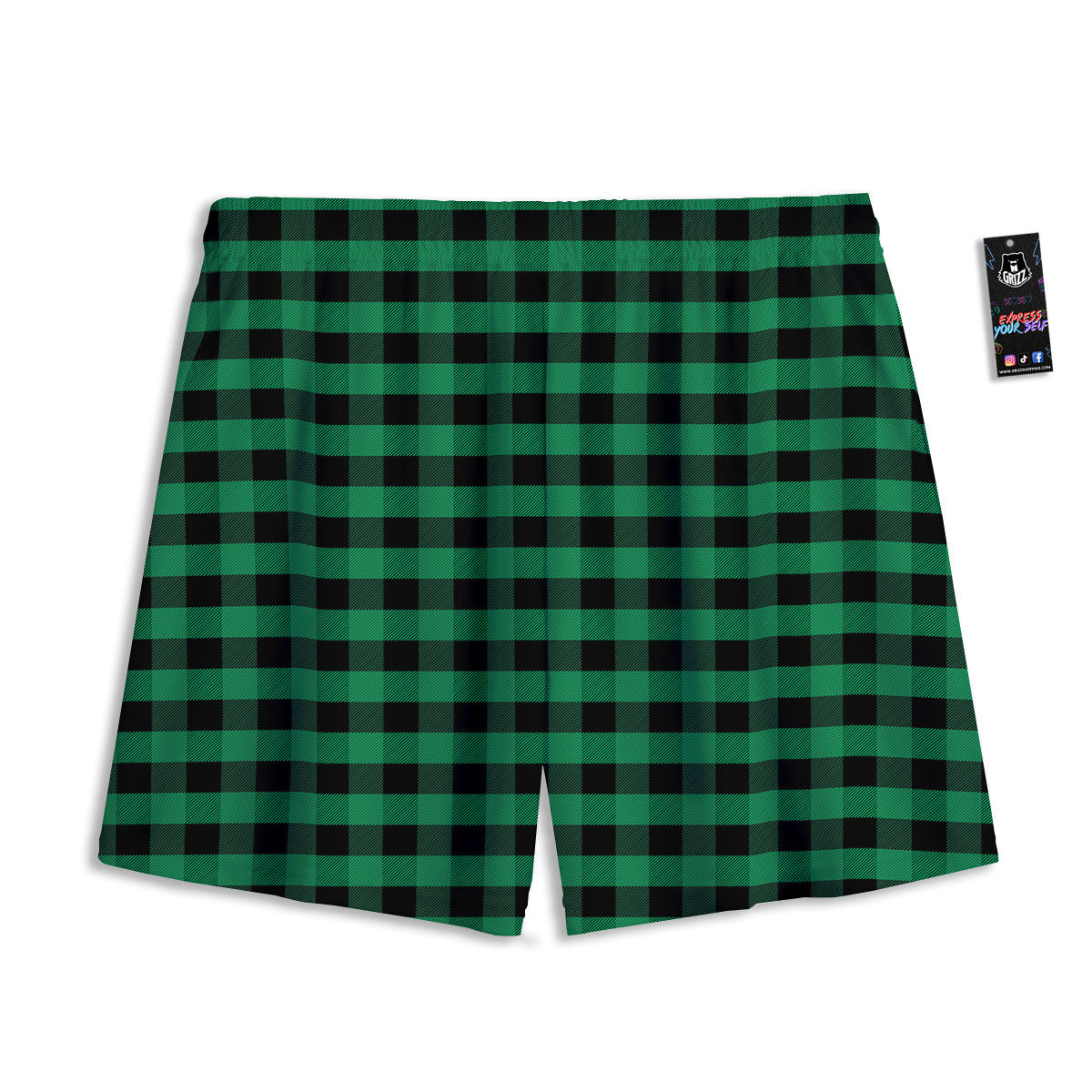 Buffalo Check Green Print Pattern Mesh Shorts