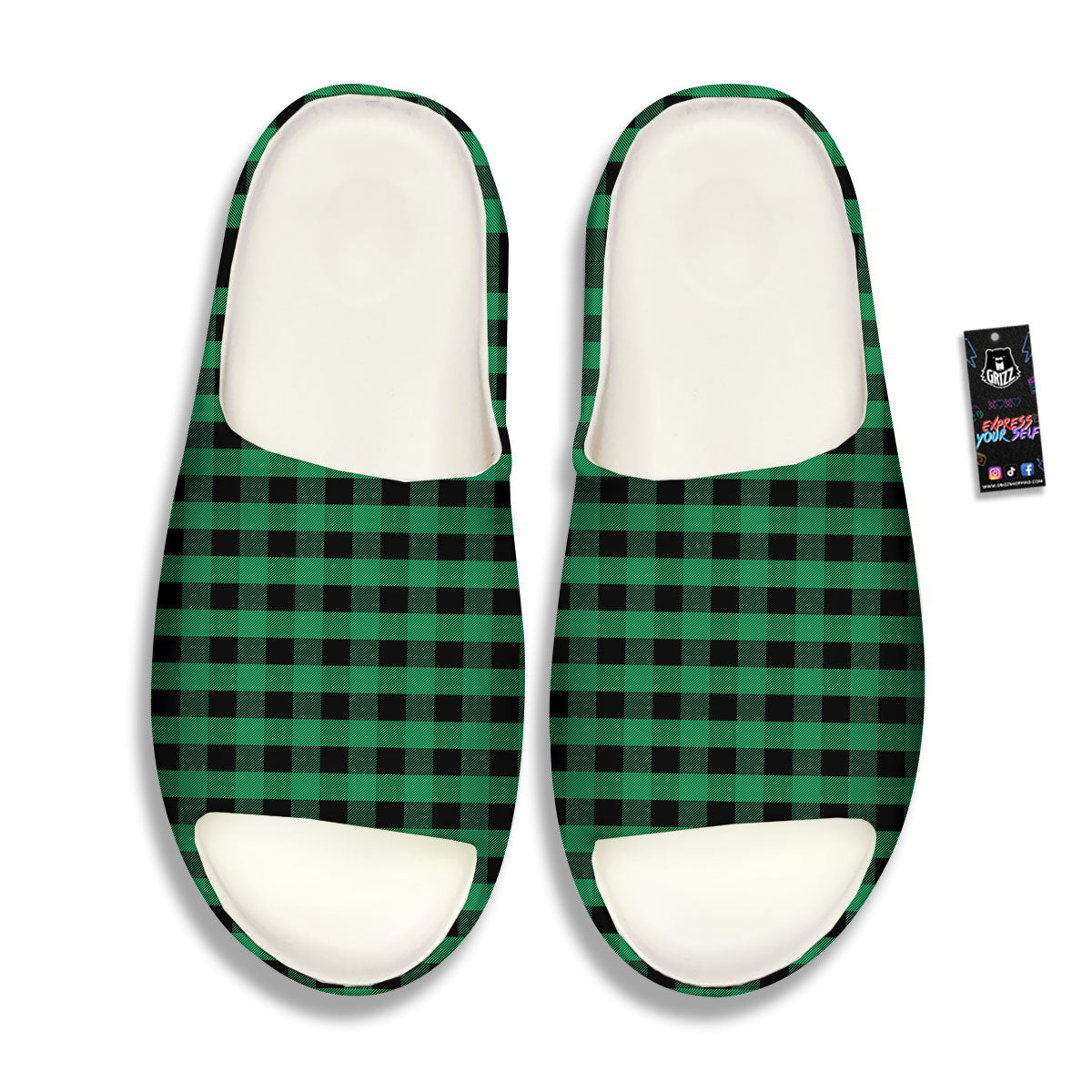Buffalo Check Green Print Pattern Sandals-grizzshop