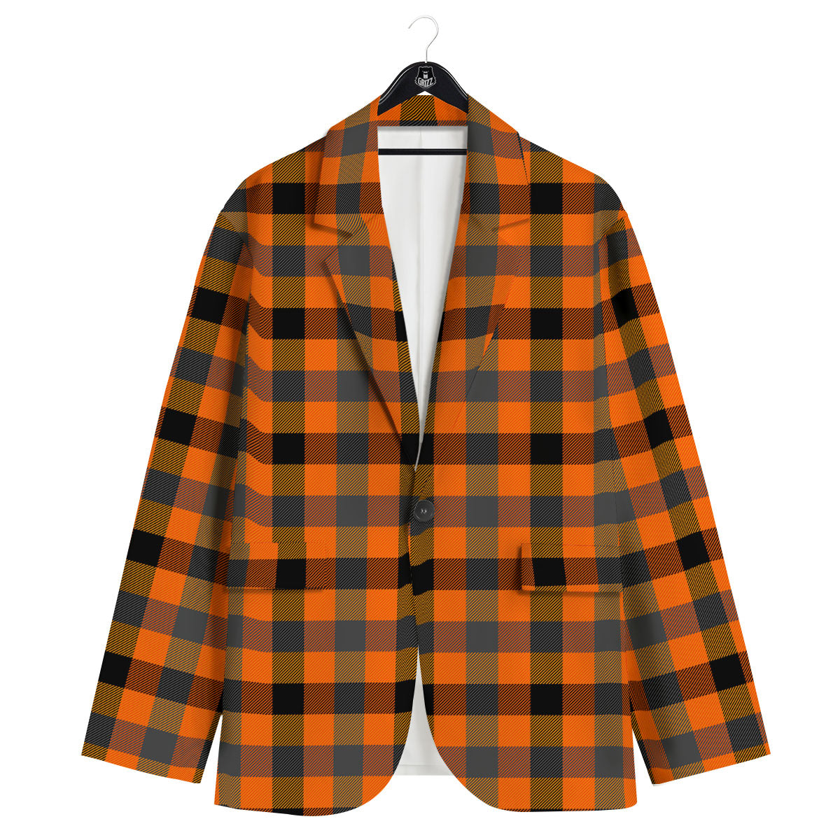 Buffalo Check Halloween Orange Print Men's Sport Coat-grizzshop