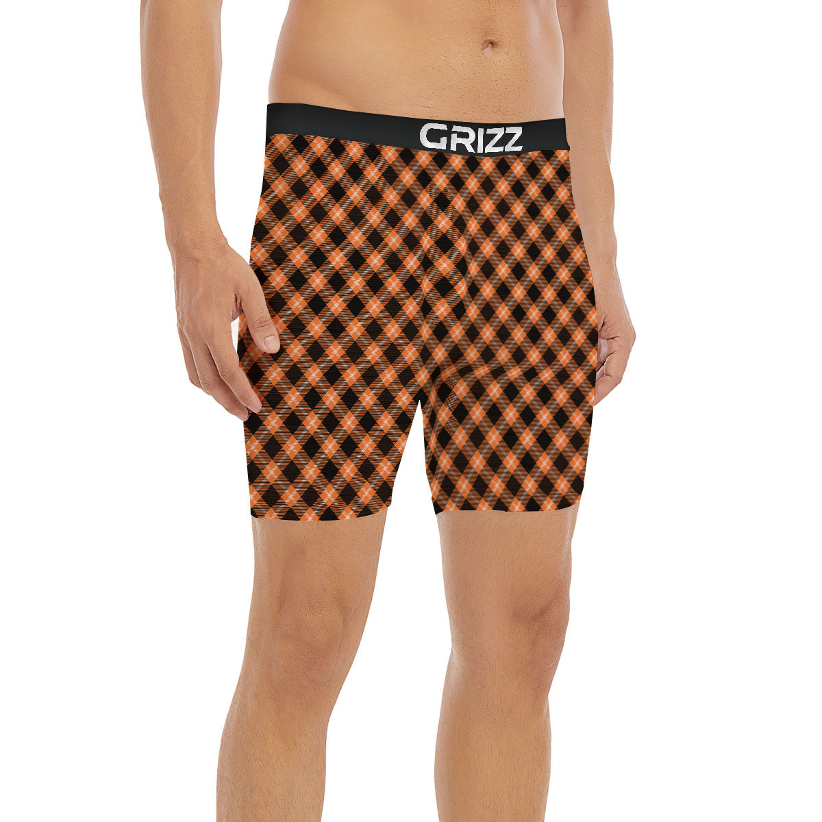 Buffalo Check Halloween Print Pattern Boxer Briefs-grizzshop
