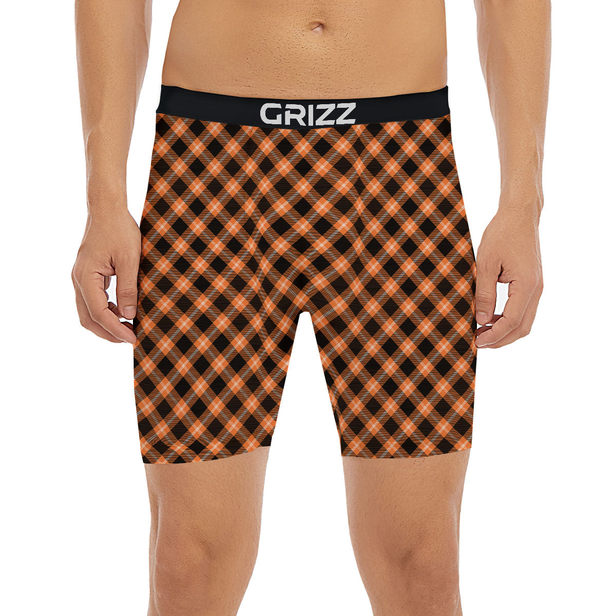 Buffalo Check Halloween Print Pattern Boxer Briefs-grizzshop