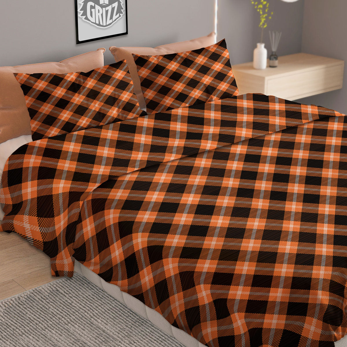 Buffalo Check Halloween Print Pattern Duvet Cover Bedding Set