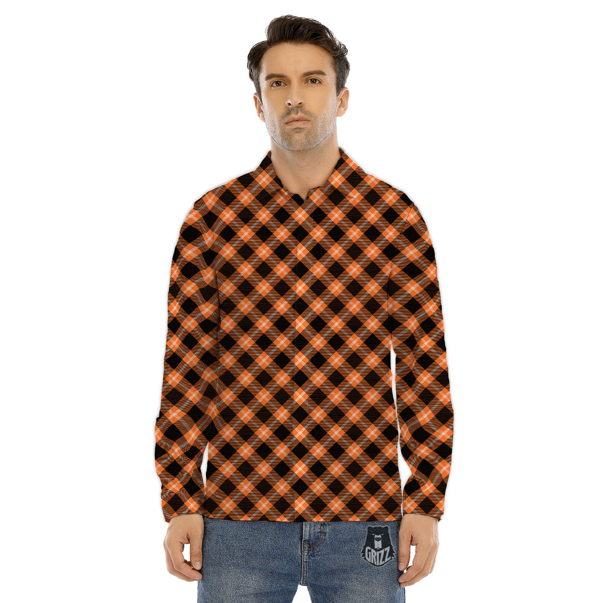Buffalo Check Halloween Print Pattern Men's Dress Shirts-grizzshop