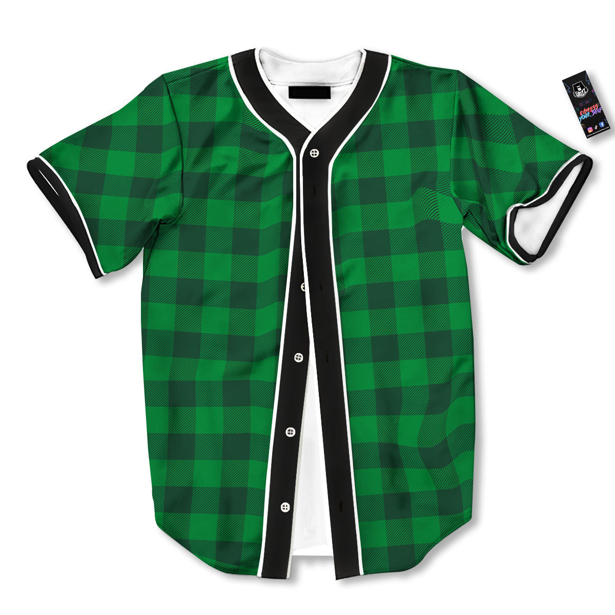 Buffalo Check Irish Green Print Pattern Baseball Jersey-grizzshop