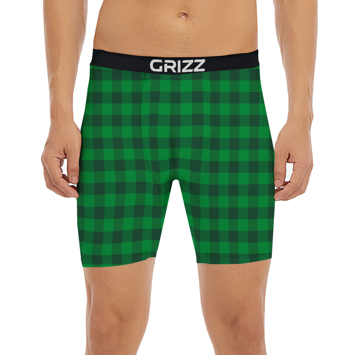 Buffalo Check Irish Green Print Pattern Boxer Briefs-grizzshop