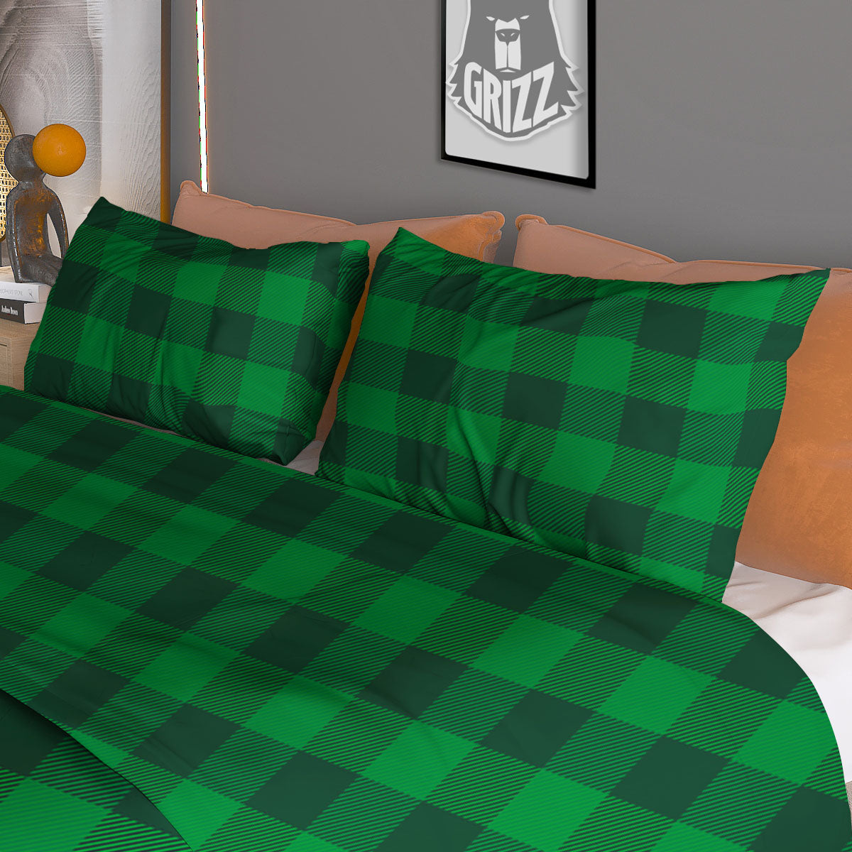 Buffalo Check Irish Green Print Pattern Duvet Cover Bedding Set