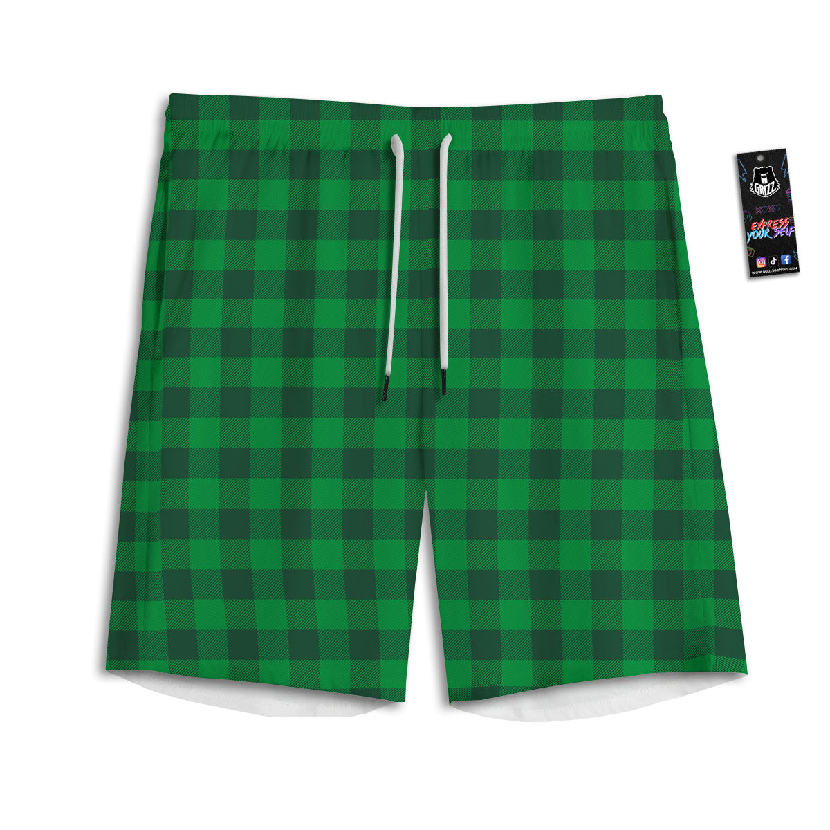 Buffalo Check Irish Green Print Pattern Men's Athletic Shorts