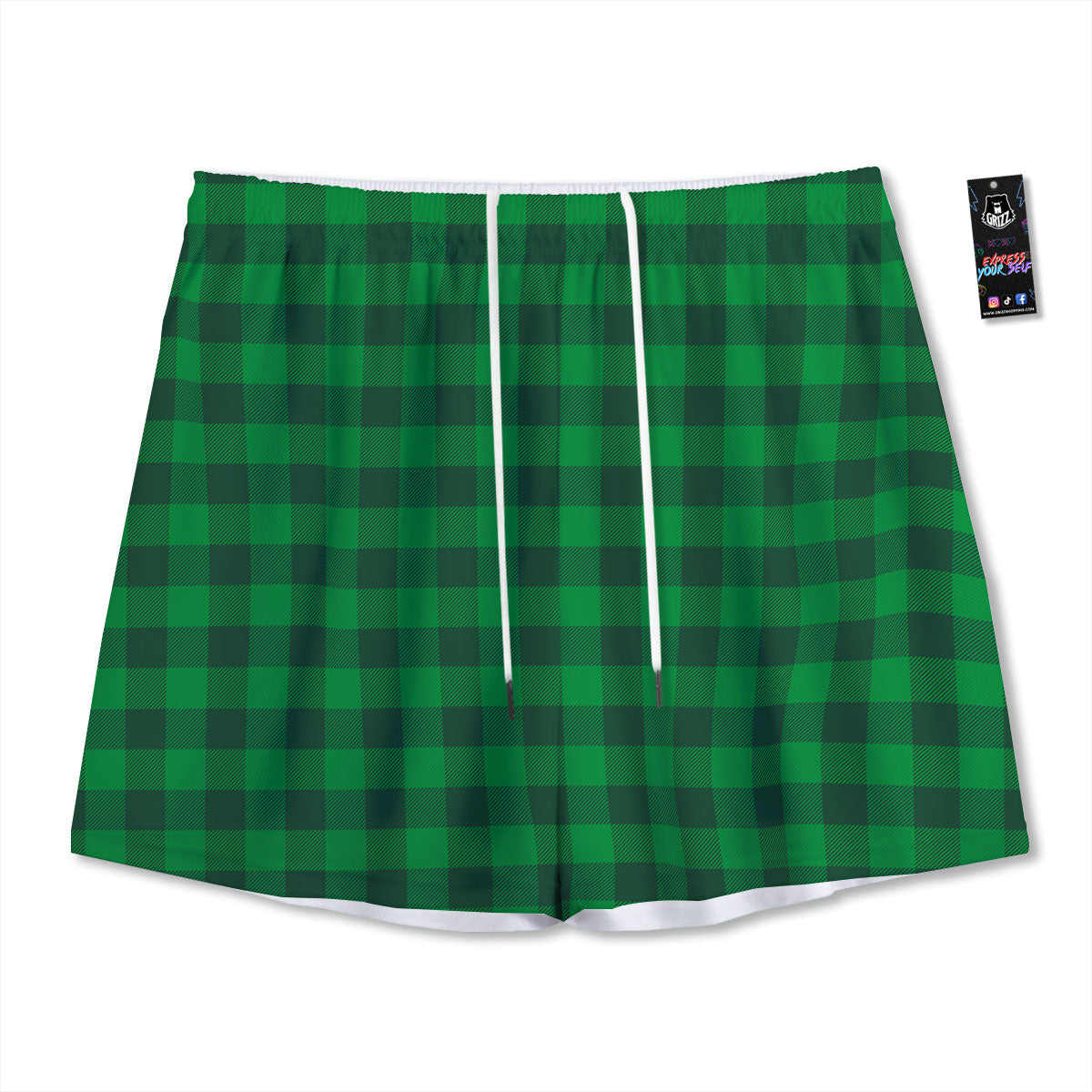 Buffalo Check Irish Green Print Pattern Mesh Shorts