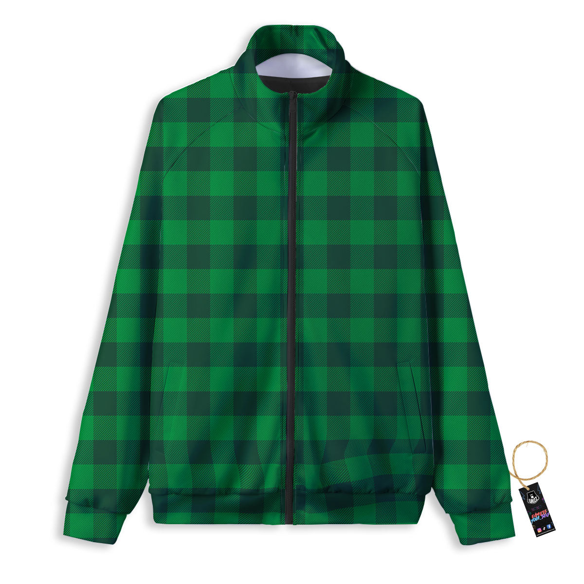 Buffalo Check Irish Green Print Pattern Track Jacket-grizzshop