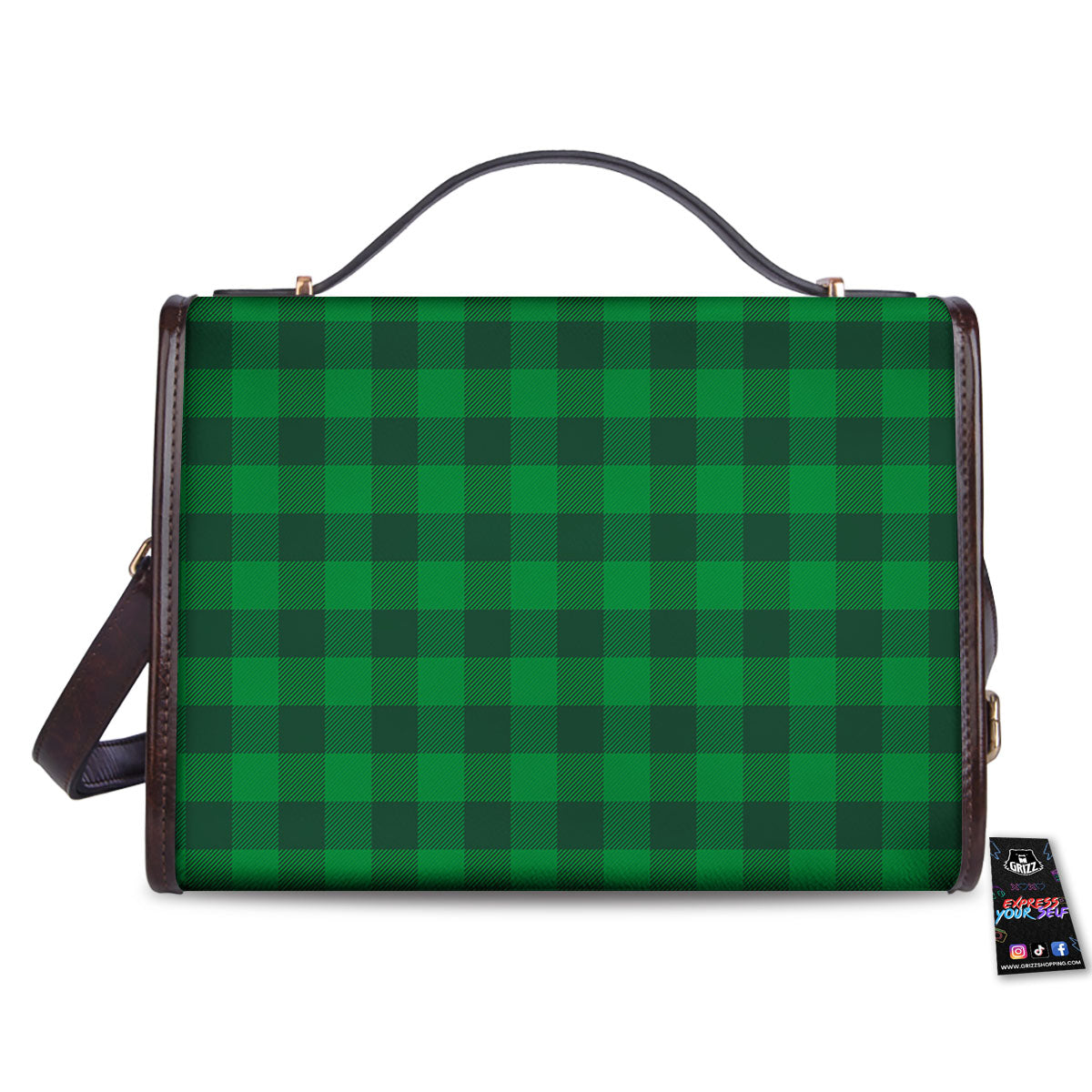 Buffalo Check Irish Green Print Pattern Women's Satchel Bag-grizzshop