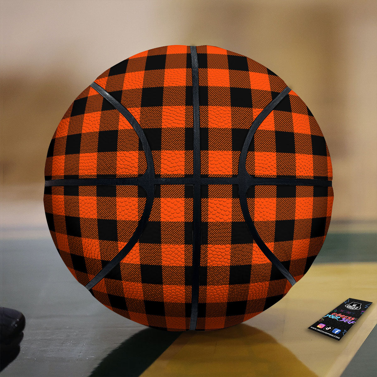 Buffalo Check Lava Orange Print Pattern Basketball-grizzshop