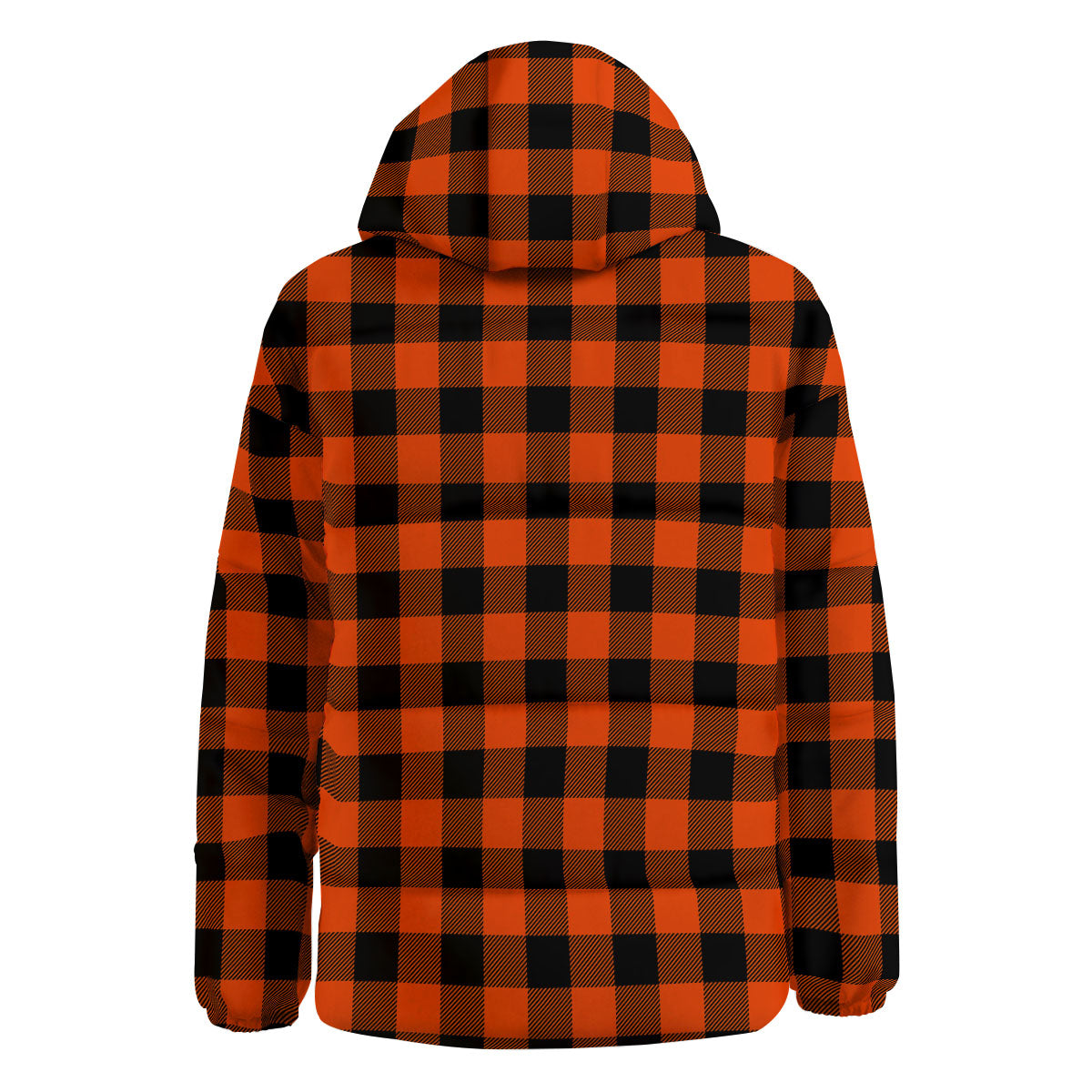 Buffalo Check Lava Orange Print Pattern Down Jacket-grizzshop