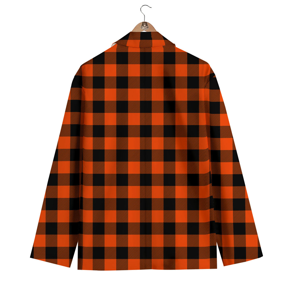 Buffalo Check Lava Orange Print Pattern Men's Blazer-grizzshop
