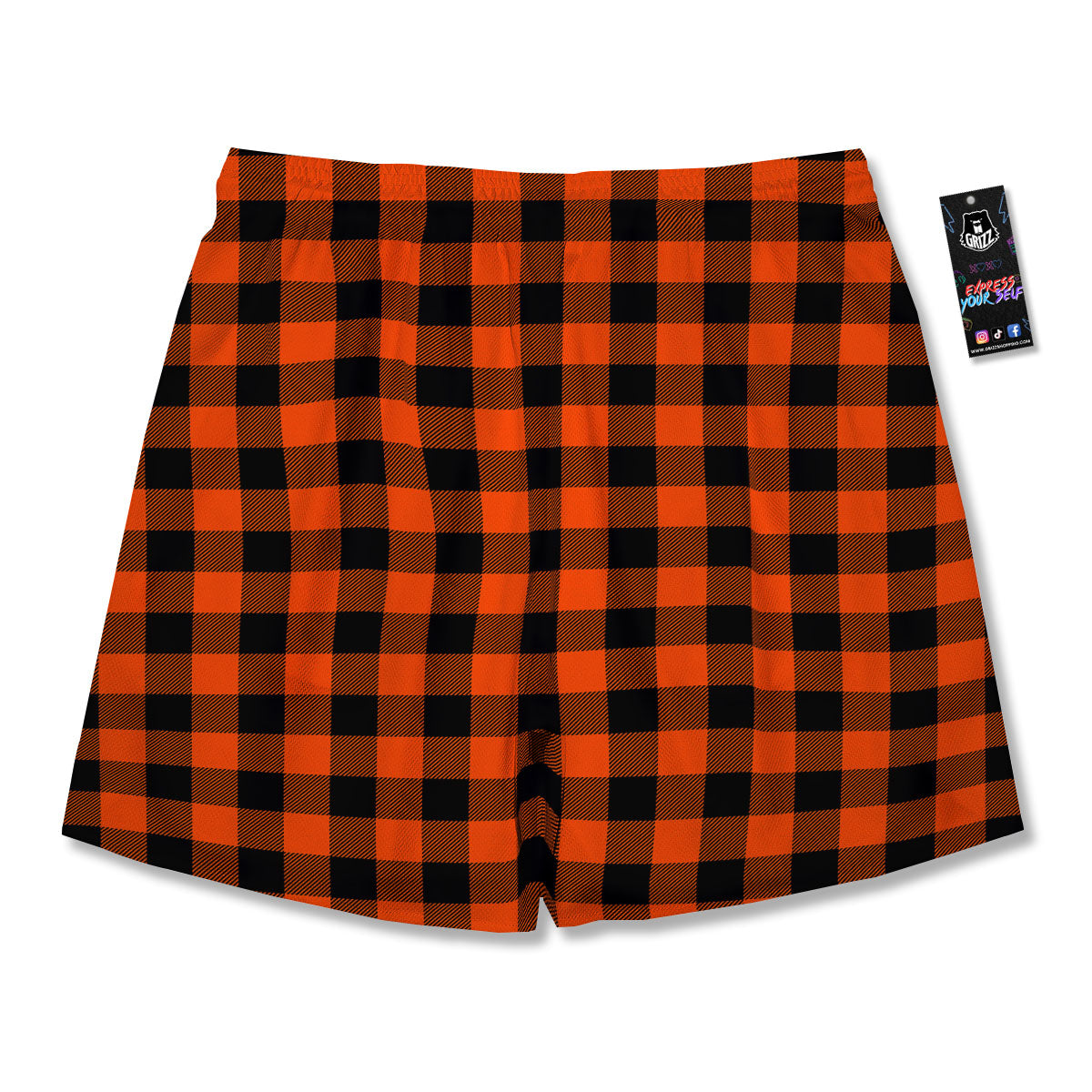 Buffalo Check Lava Orange Print Pattern Men's Running Shorts-grizzshop
