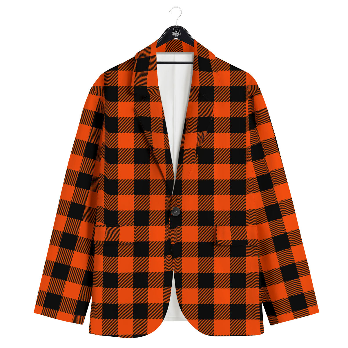 Buffalo Check Lava Orange Print Pattern Men's Sport Coat-grizzshop