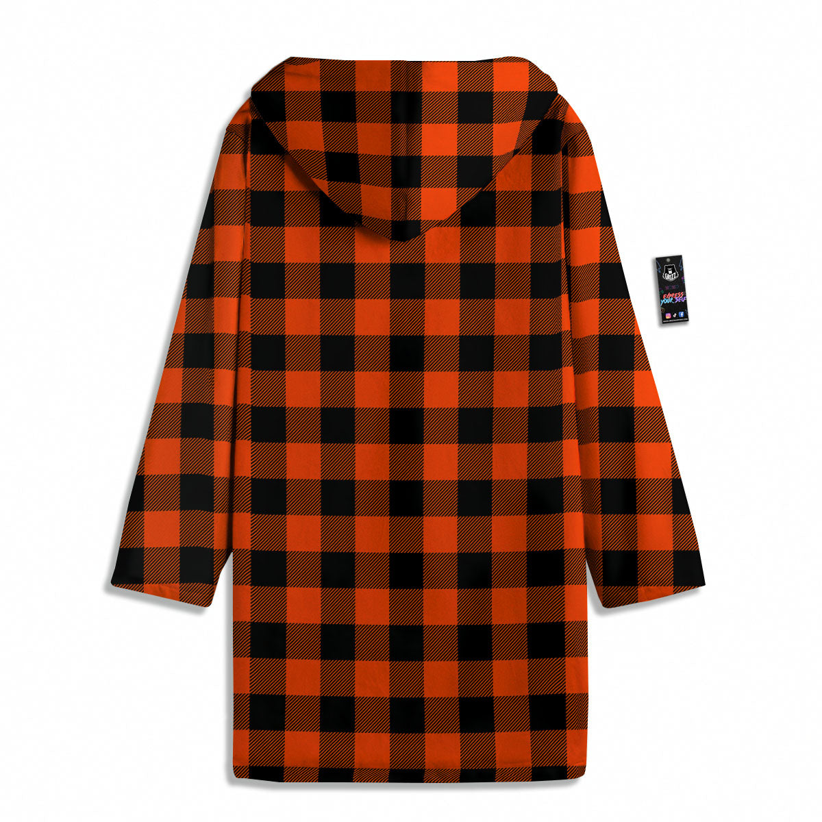 Buffalo Check Lava Orange Print Pattern Men's Windbreaker Jacket-grizzshop