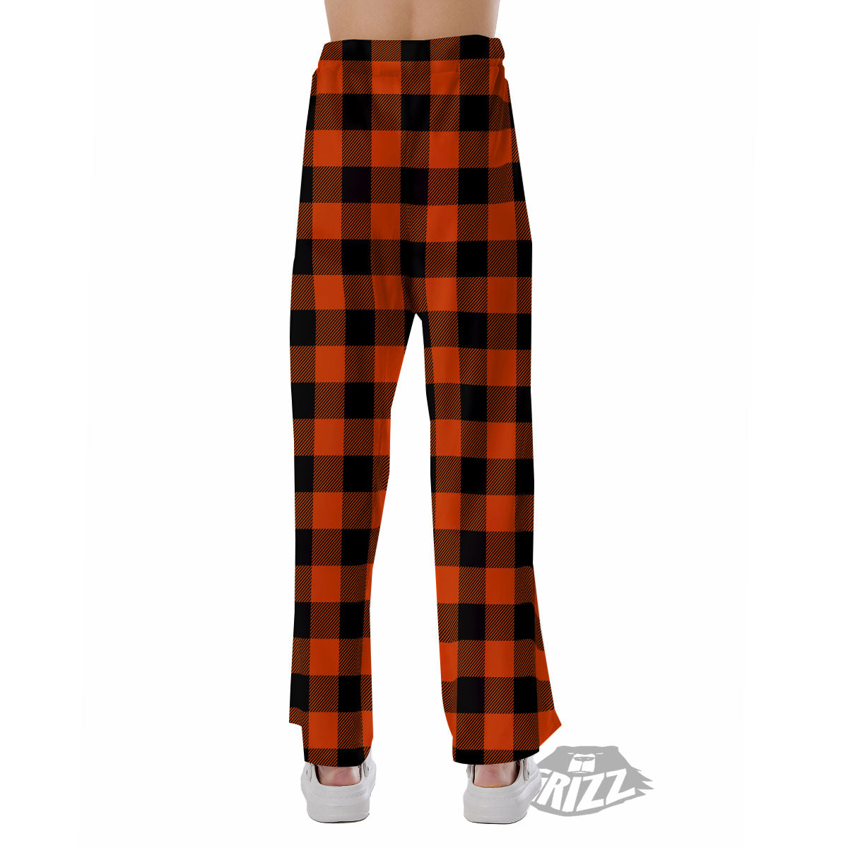 Buffalo Check Lava Orange Print Pattern Pajama Pants-grizzshop