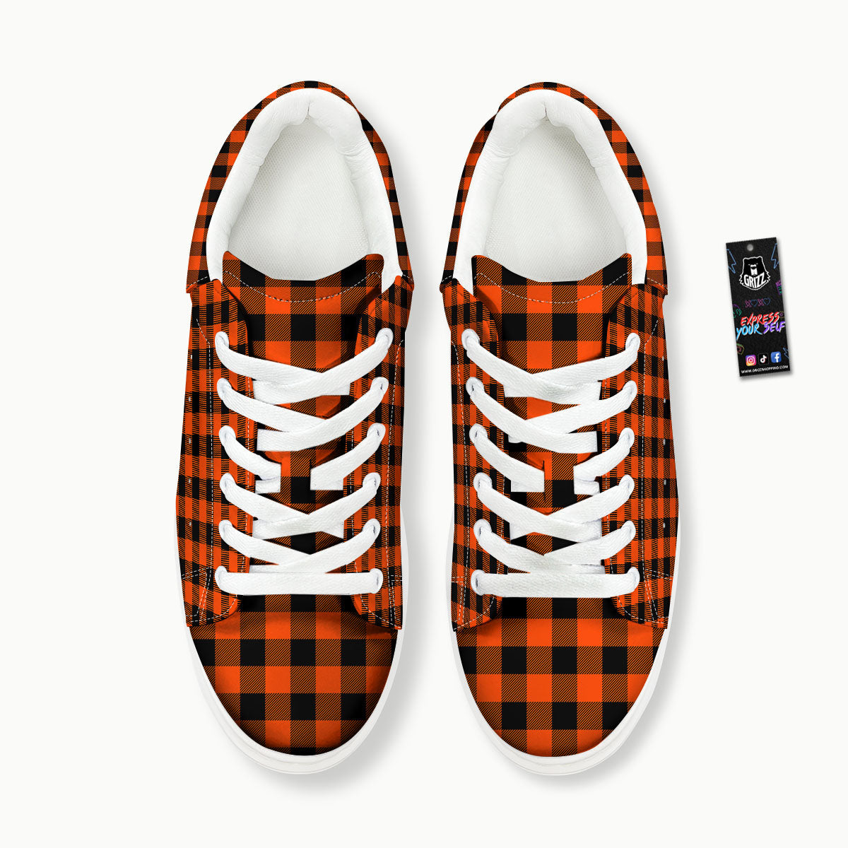 Buffalo Check Lava Orange Print Pattern Platform Shoes-grizzshop