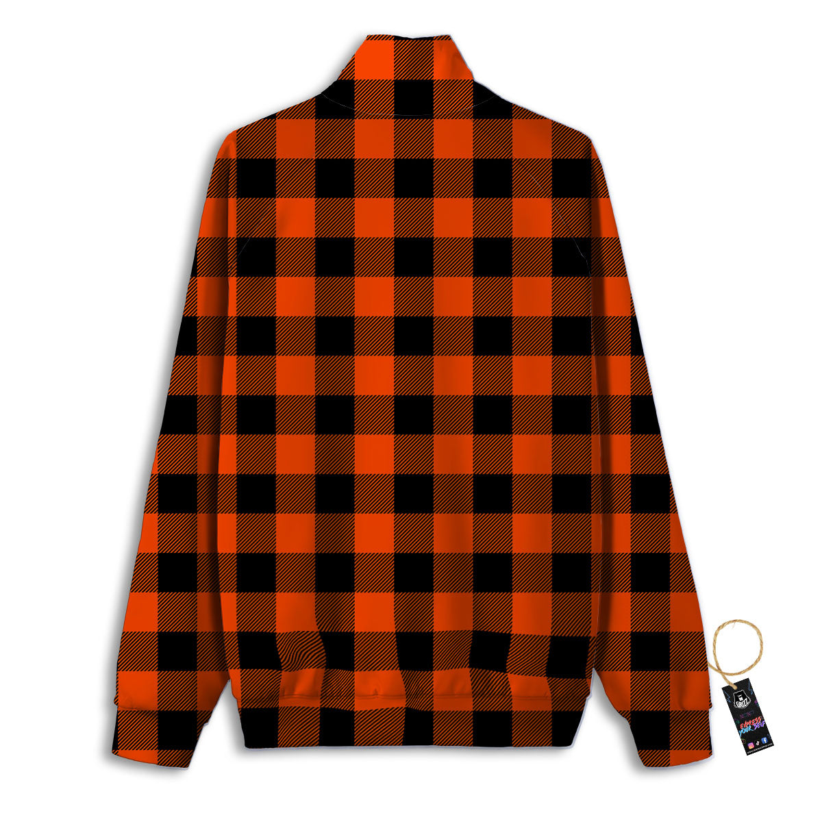Buffalo Check Lava Orange Print Pattern Track Jacket-grizzshop