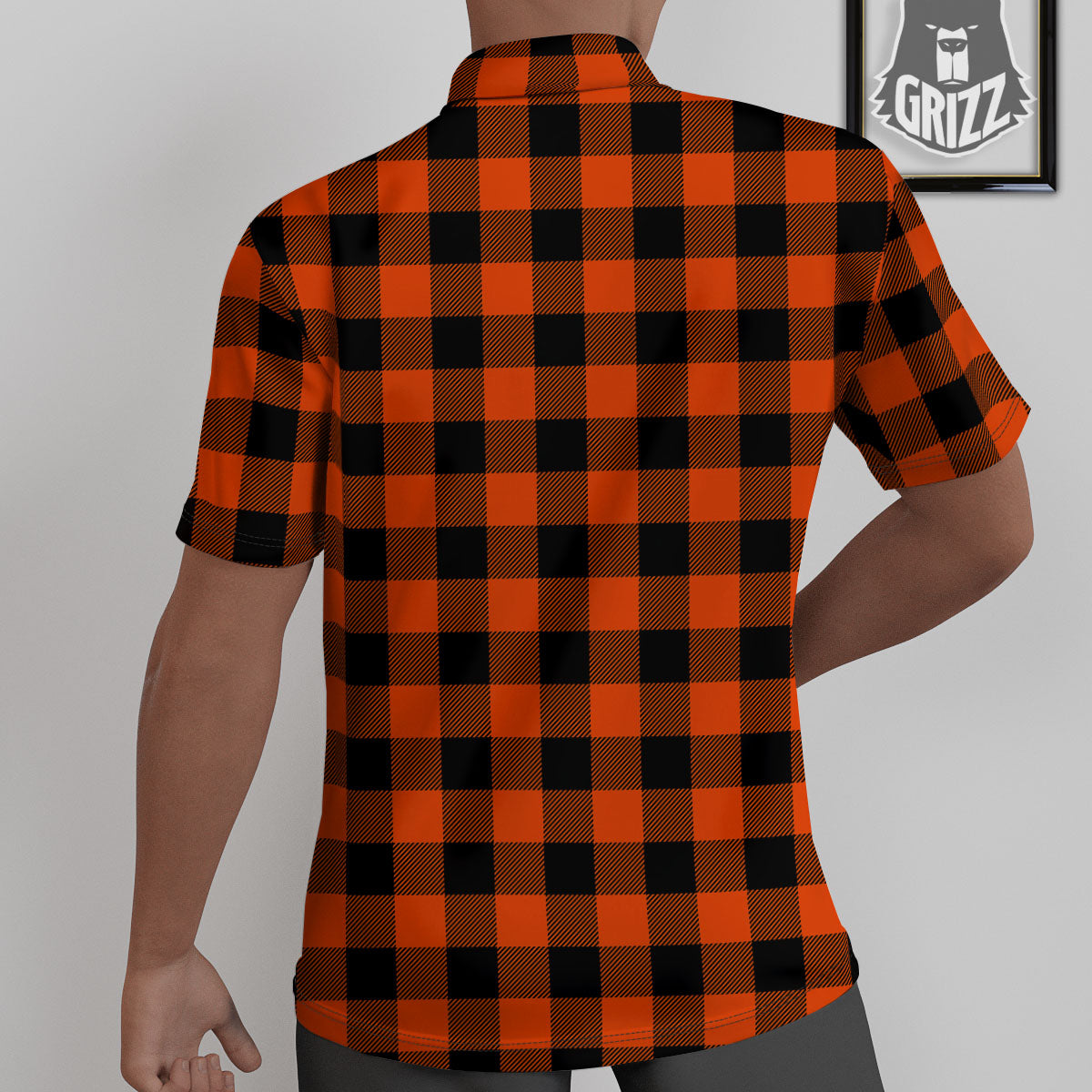 Buffalo Check Lava Orange Print Pattern Untucked Shirts-grizzshop