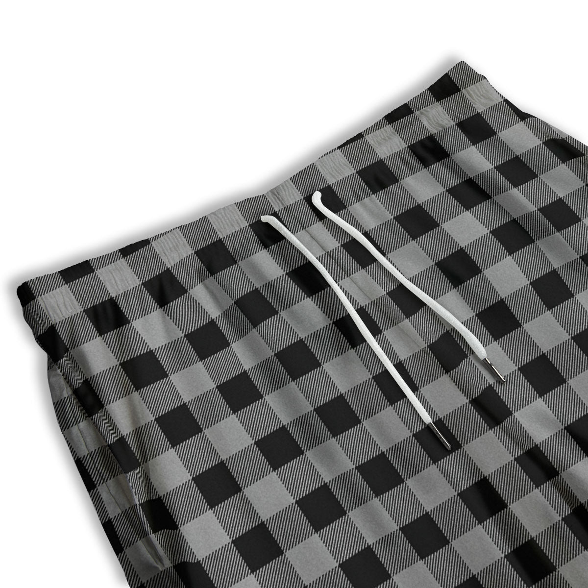 Buffalo Check Light Grey And Black Print Men's Athletic Shorts
