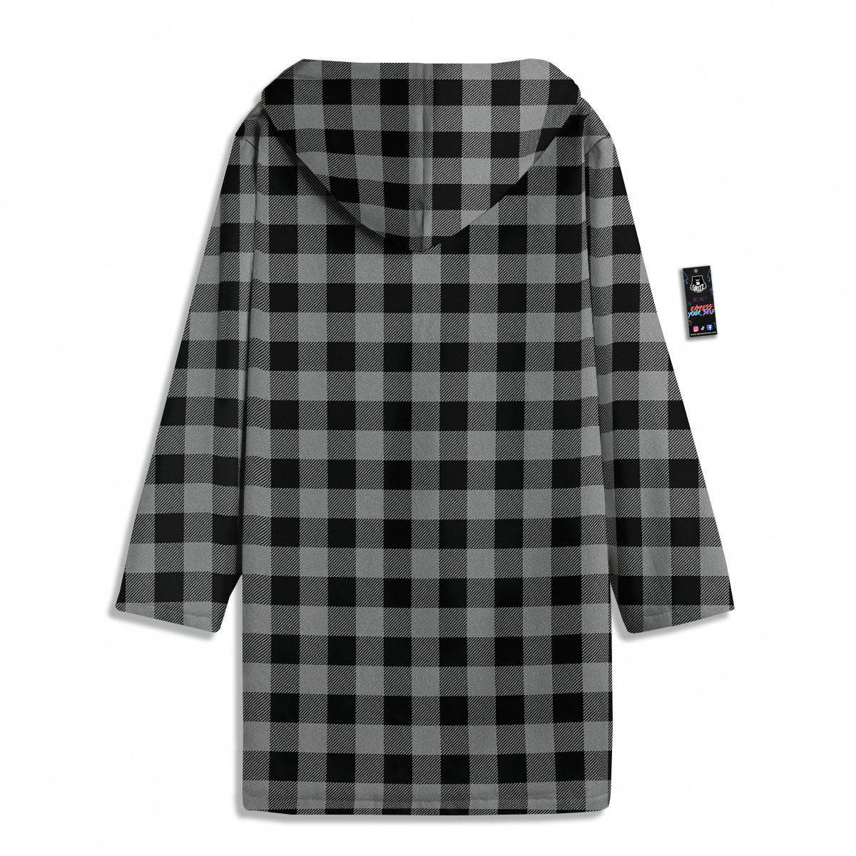 Buffalo Check Light Grey And Black Print Men's Windbreaker Jacket-grizzshop
