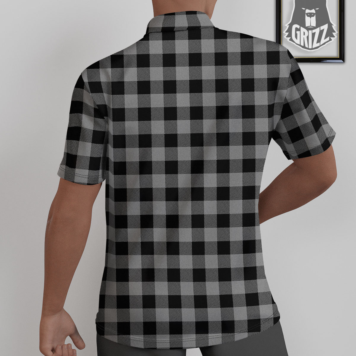 Buffalo Check Light Grey And Black Print Untucked Shirts-grizzshop
