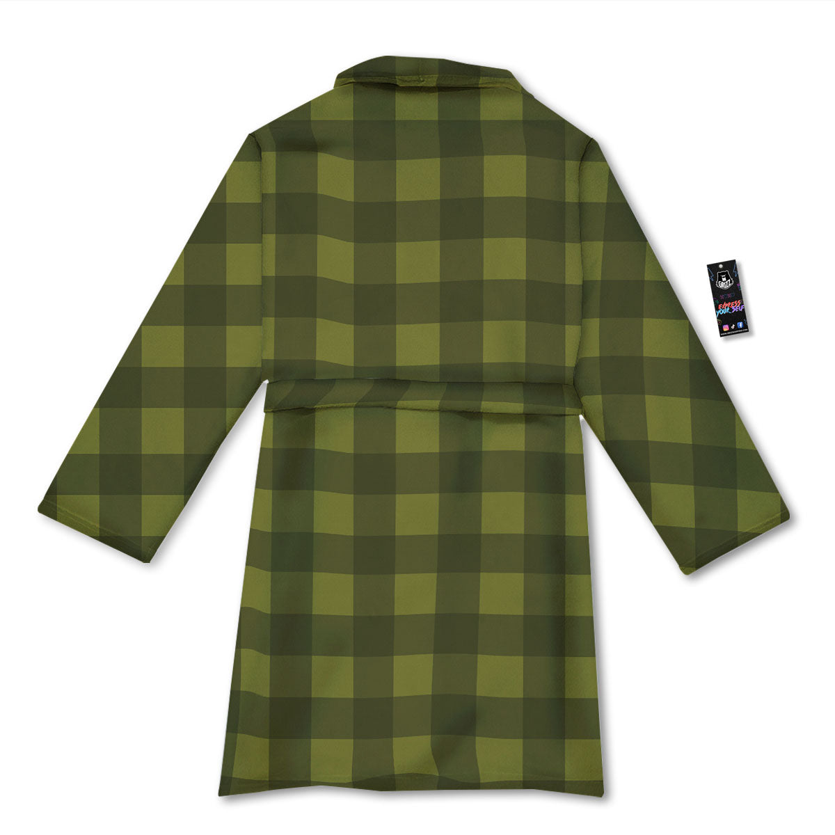 Buffalo Check Olive Green Print Pattern Bathrobe-grizzshop