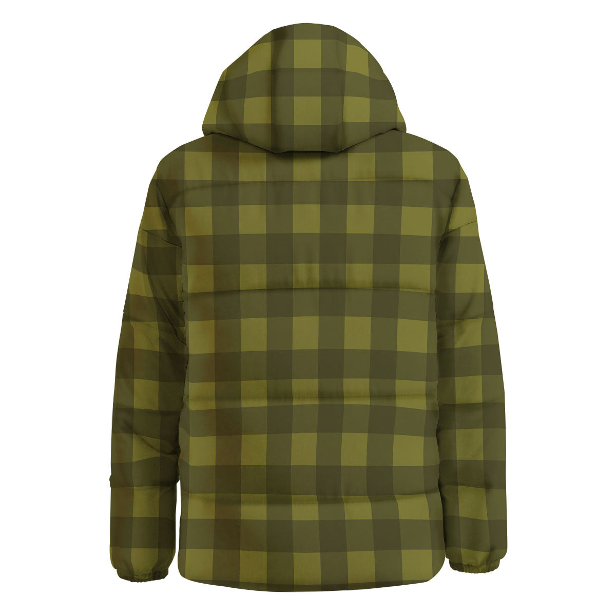 Buffalo Check Olive Green Print Pattern Down Jacket-grizzshop