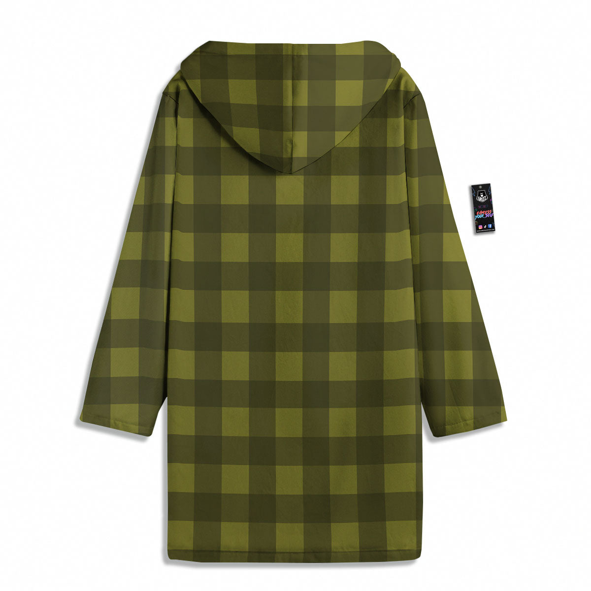 Buffalo Check Olive Green Print Pattern Men's Windbreaker Jacket-grizzshop
