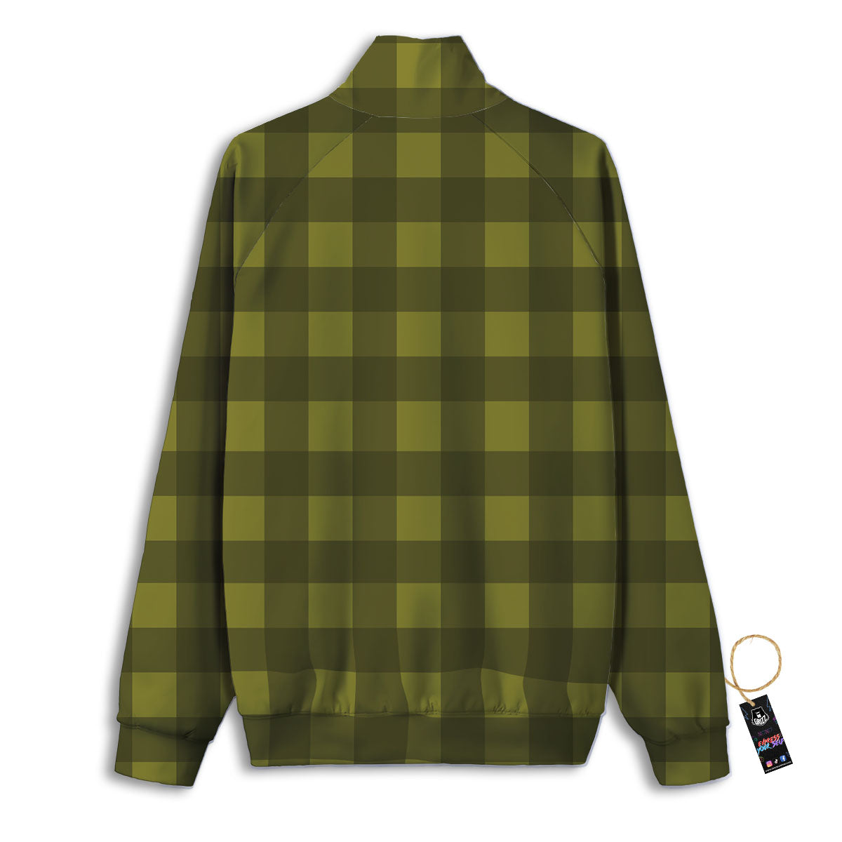 Buffalo Check Olive Green Print Pattern Track Jacket-grizzshop