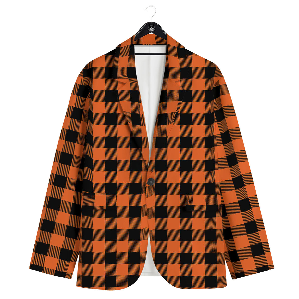 Buffalo Check Orange Print Pattern Men's Sport Coat-grizzshop