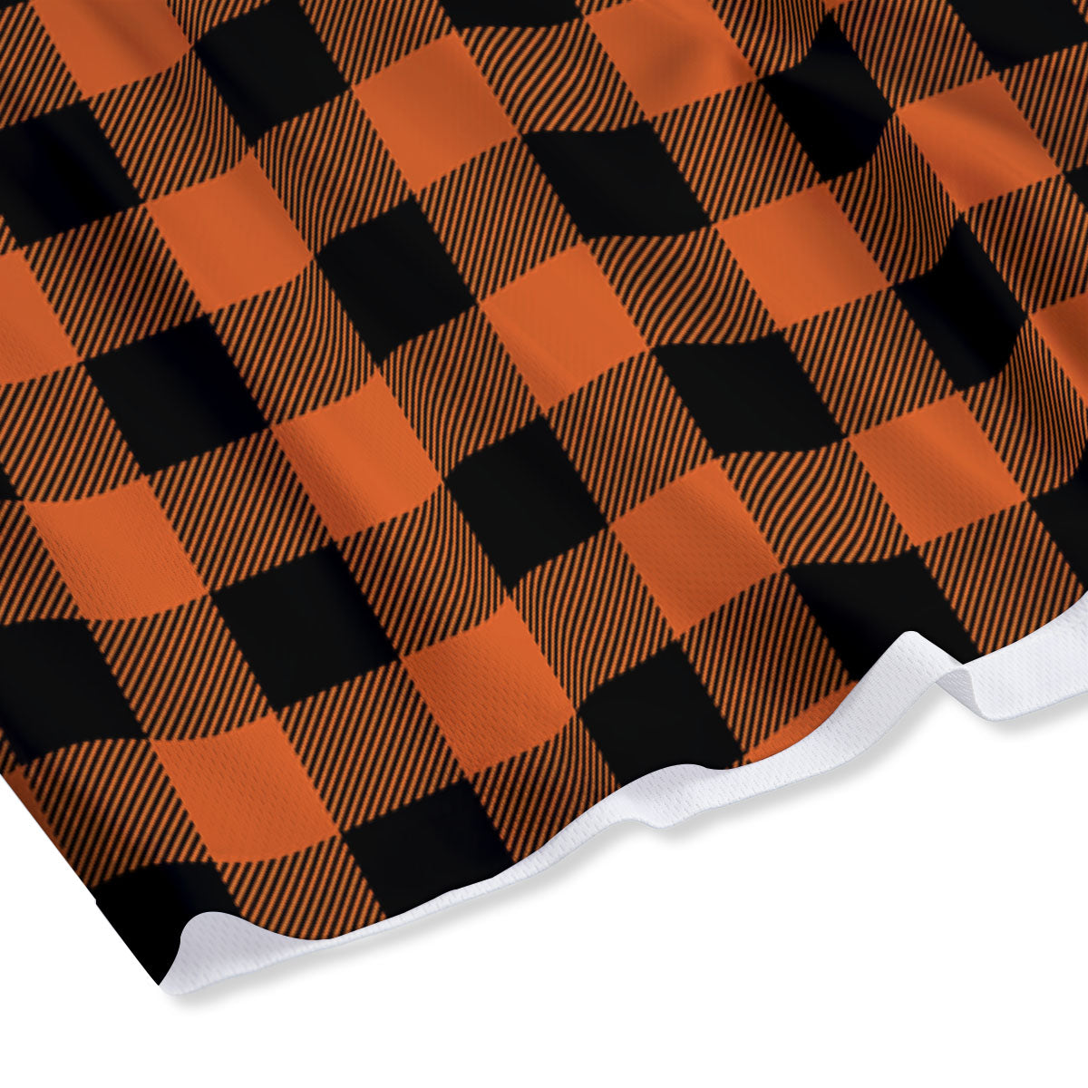 Buffalo Check Orange Print Pattern Mesh Shorts